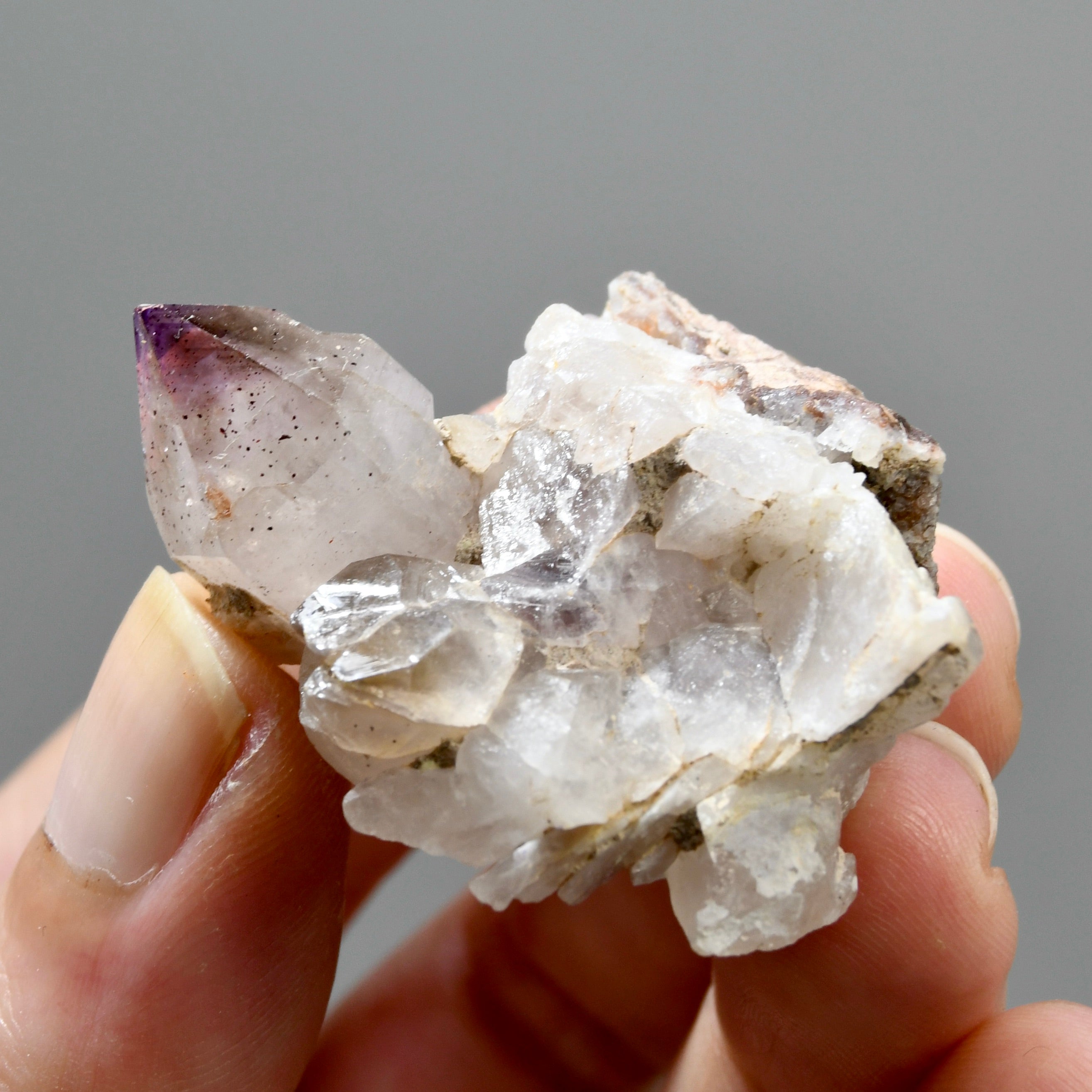1.7in Shangaan Amethyst Quartz Crystal Scepter Cluster, Gemmy Smoky Chiredzi Amethyst, Zimbabwe f15