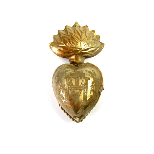  Sacred Heart, Metal Heart Milagro, Heart Box, Ex Voto, Prayer  Holder (Antique Gold) : Home & Kitchen