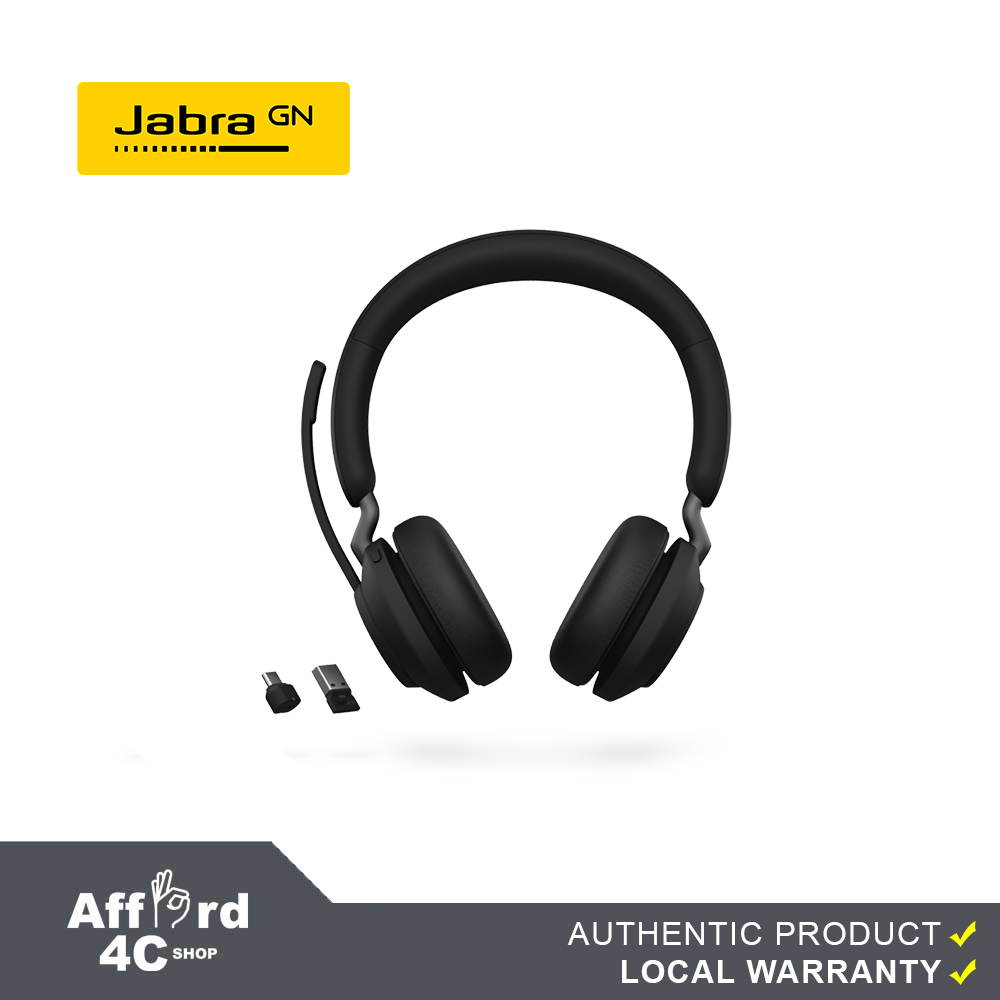  Jabra Evolve2 75 PC Wireless Headset with Charging Stand and  8-Mic Technology - Dual Foam Stereo Headphones with Advanced Active Noise  Cancelling, USB-A Bluetooth Adapter and UC Compatibility - Black :  Electronics