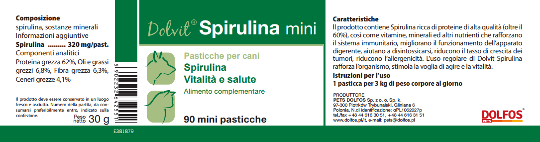 Dolvit Spirulina mini 90 "..rafforza l'organismo e riduce l' allergenicità ..."