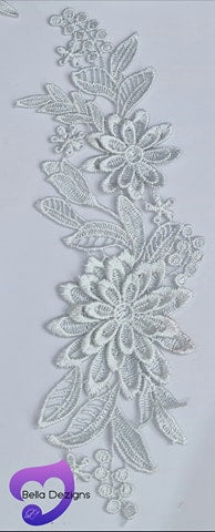 Venice Lace 3D Gold Applique Floral Venise Lace with Crystal Rhinestones  and Pearls