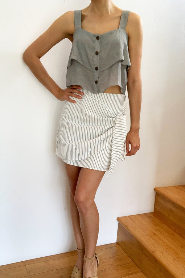 Striped wrap clearance mini skirt