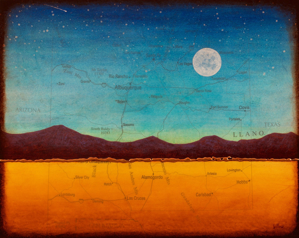 New Mexico Moon, Mountains, Shooting Star (photo print)