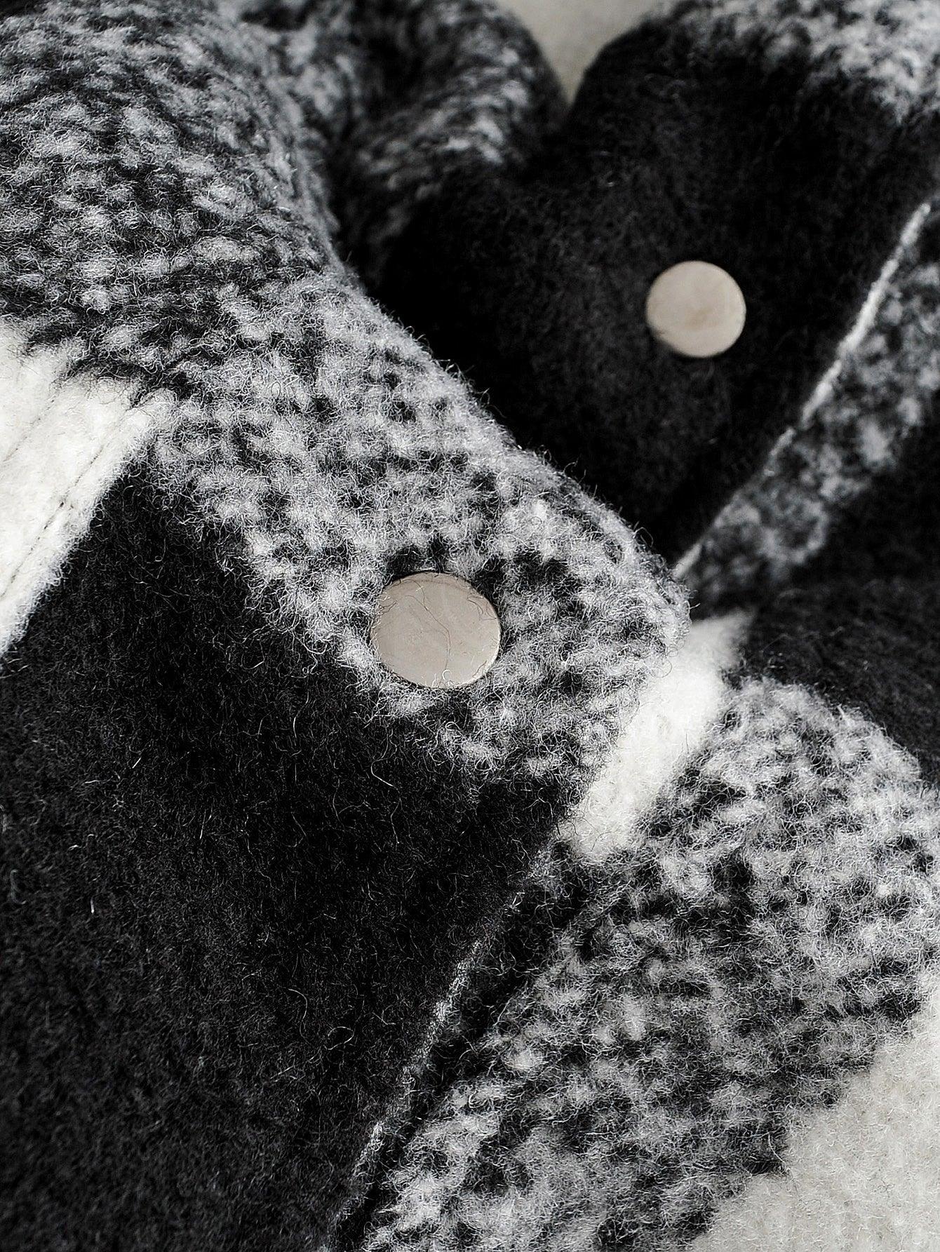 Black White Plaid Jacket - ForVanity jackets, jackets & coats, women's clothing, wool Jacket