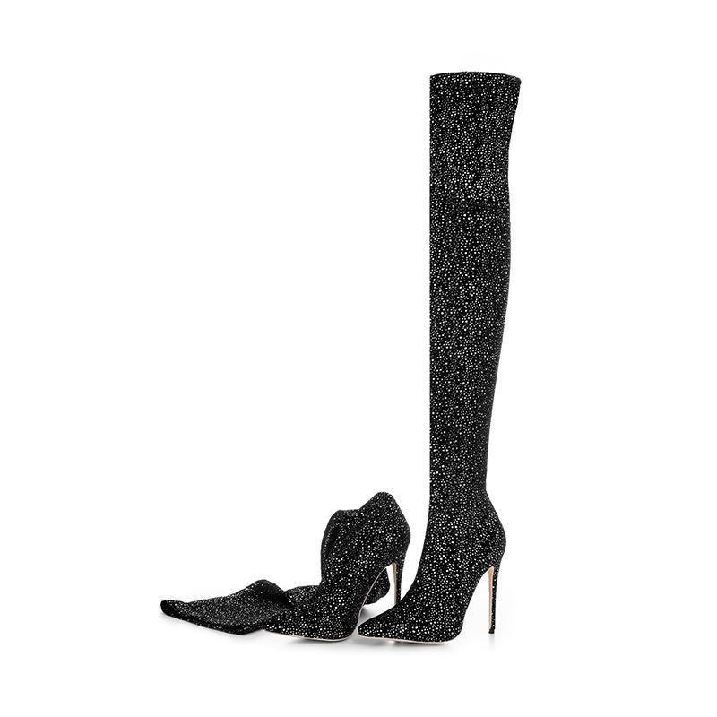 Stretch Cloth Over The Knee Boots - ForVanity boots, women's shoes Shoes