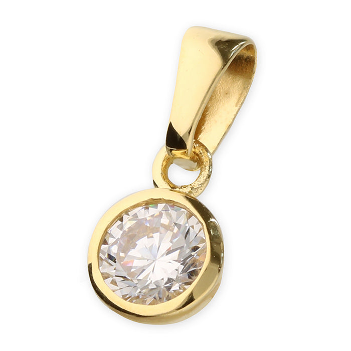 Sterling Silver Gold Finish Rubover CZ Pendant