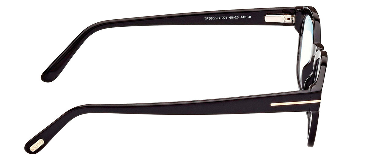 Tom Ford FT 5808-B 001 Square Plastic Black Eyeglasses with Clear Lens –  
