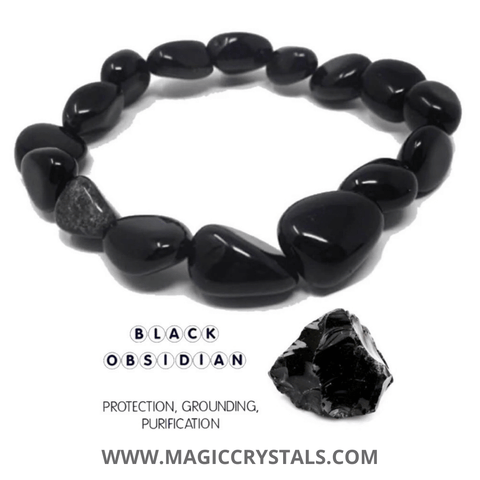 Pulsera de Obsidiana Negra - Cristales Mágicos - Joyas de Obsidiana Negra