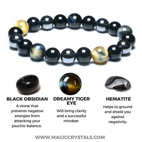 Black Jasper with Garnet Gemstone Bracelets for Protection and Success