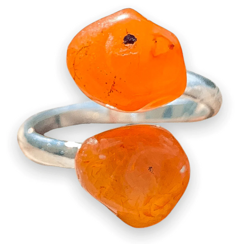 Round Carnelian Gemstone Solitaire Ring, Statement Ring - Shraddha Shree  Gems