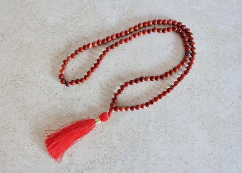 red jasper mala necklace,