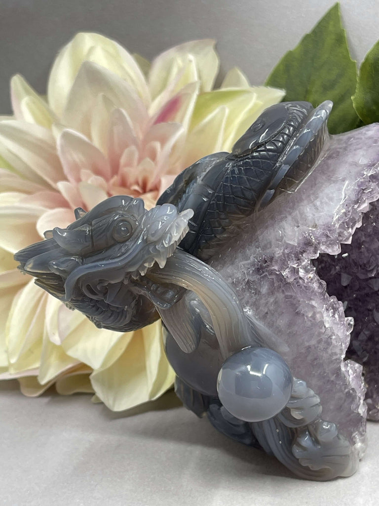 Amethyst Geode Dragon Carving – Little Crystal Company
