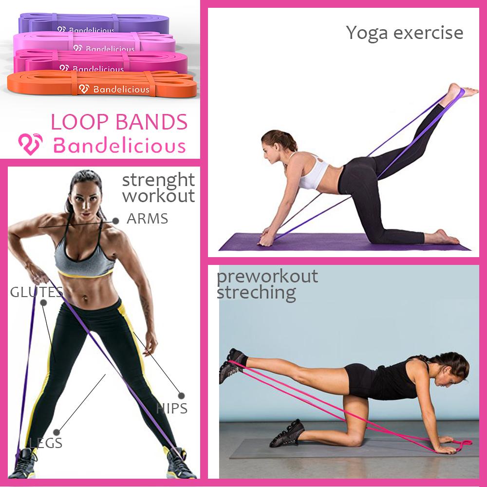 Bandelicious Heavy Duty Resistance Band Set Of 4 Bands For