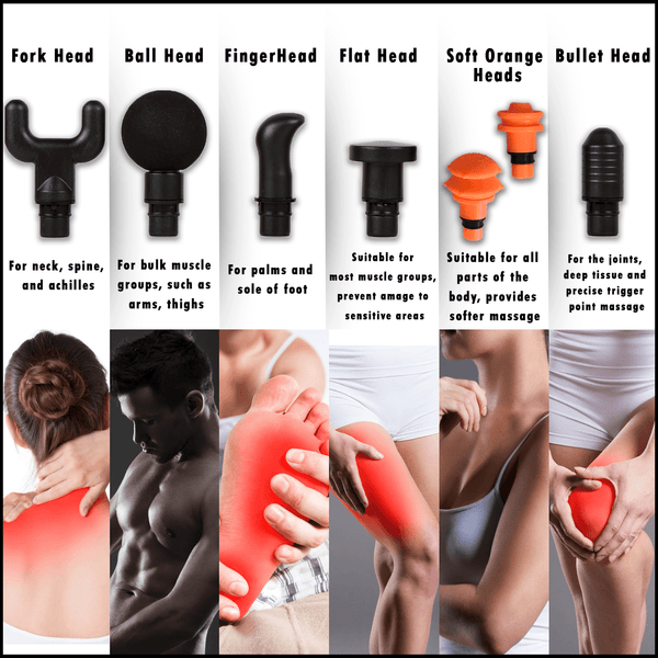 Massage Gun Attachment Set Of 6 Different Heads Wodfitters