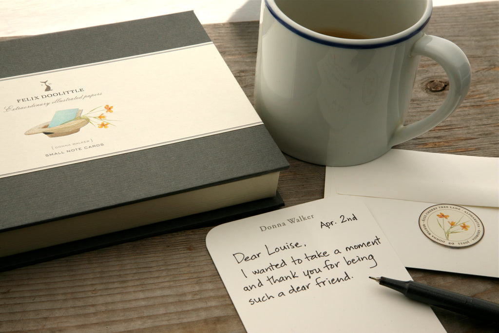 Books and Straw Hat Small Note Cards