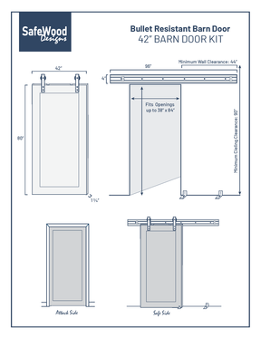 3 Panel Black Shaker Bullet Resistant Barn Door || UL752 Level 3