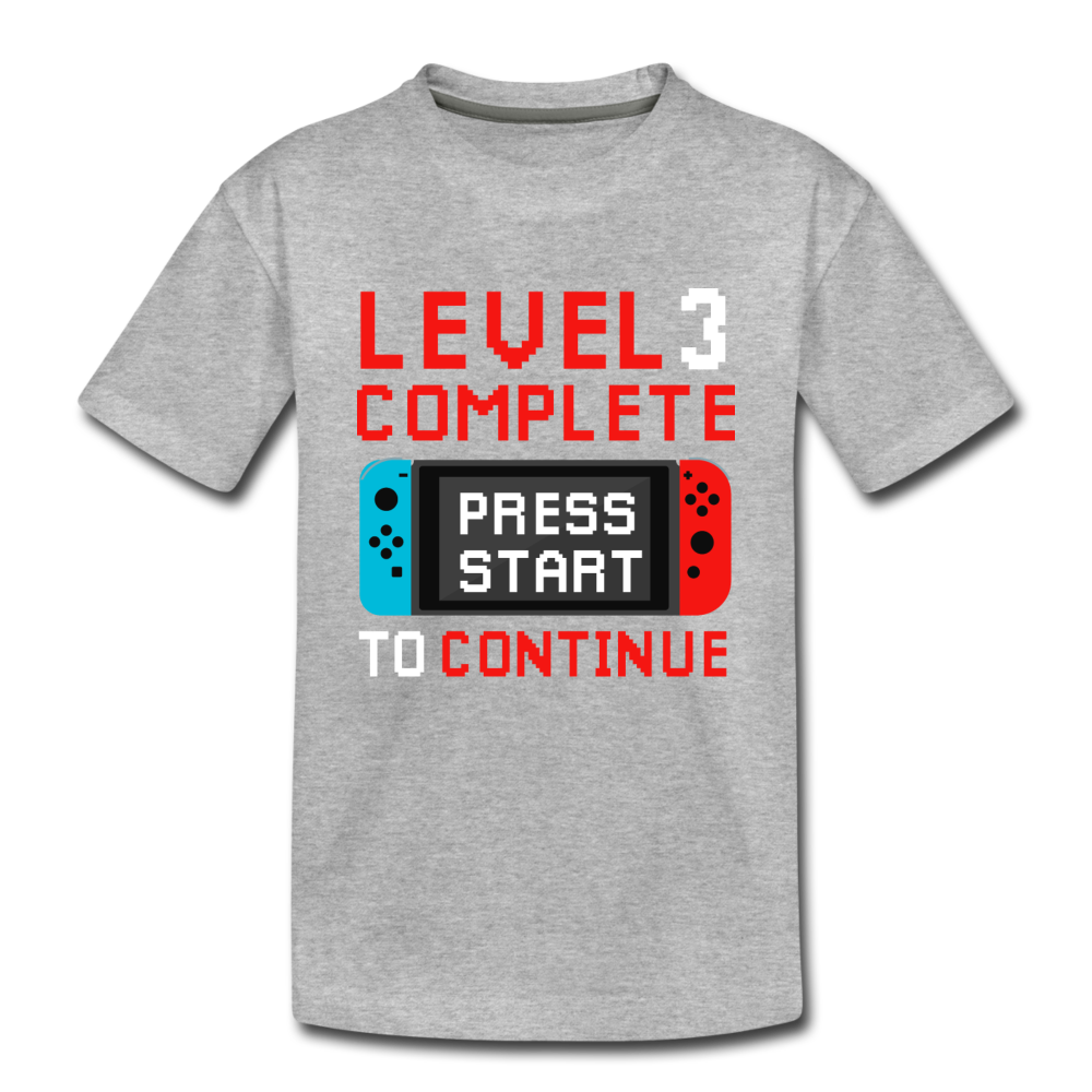 3rd Birthday Level Up Video Game - Toddler Tee - heather gray