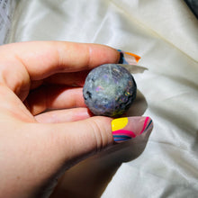 Load image into Gallery viewer, Rare Purple Labradorite Full Moon Sphere Carving 4
