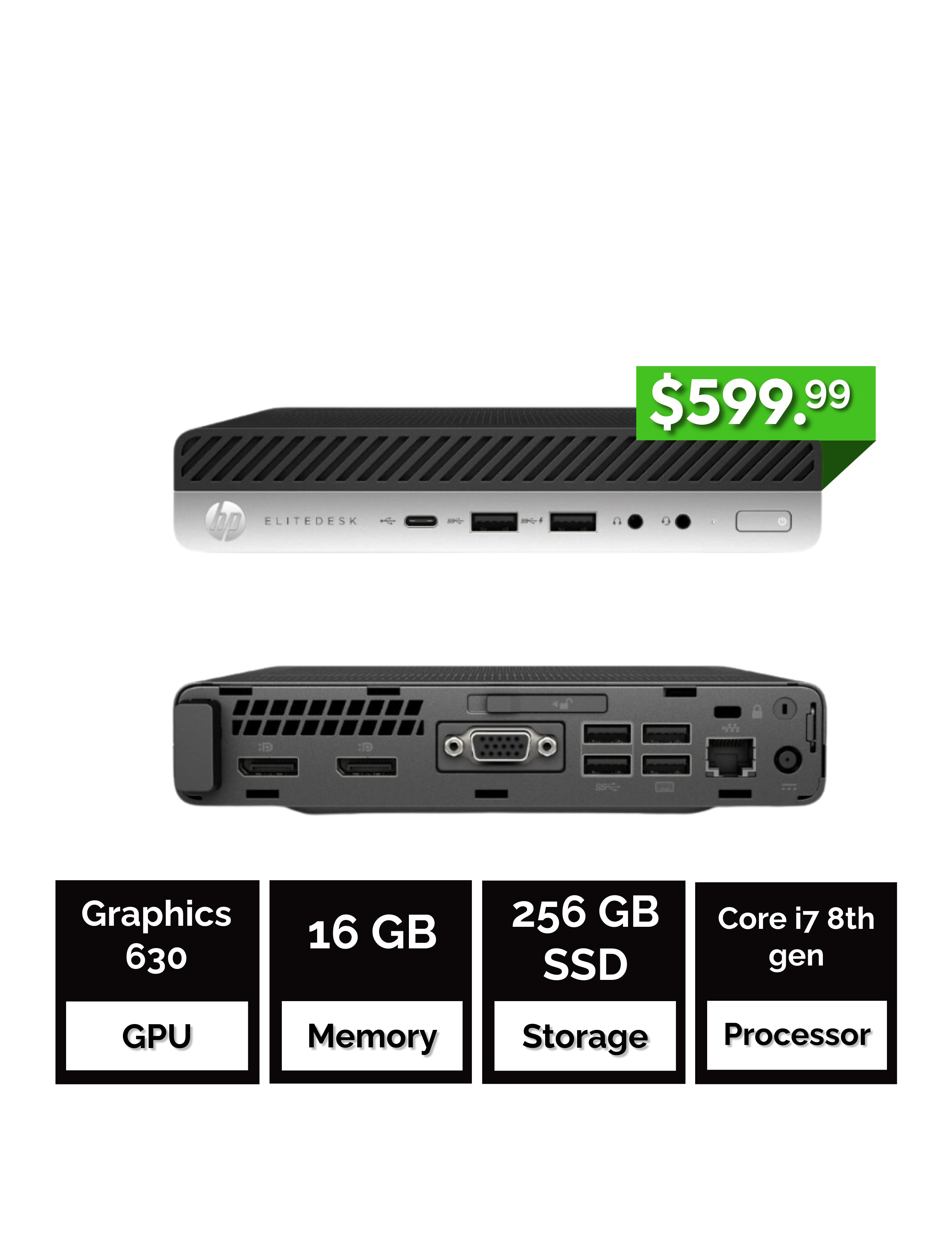 HP EliteDesk 800 G4 - i7 8th gen - 16GB RAM - 256GB SSD – PCMaster Pro