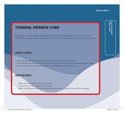 Thermal Drinker Cord Instructions