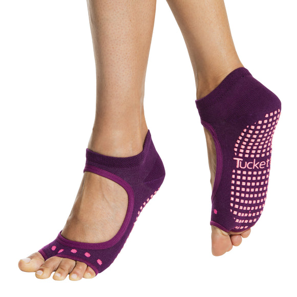 Women's Grip Socks - Pilates l Yoga l Barre - Black Flower First Bloom –  Tucketts™