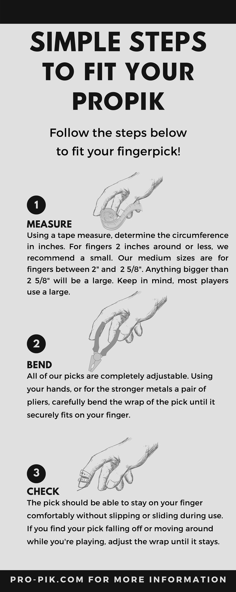 ProPik fingerpick size guide