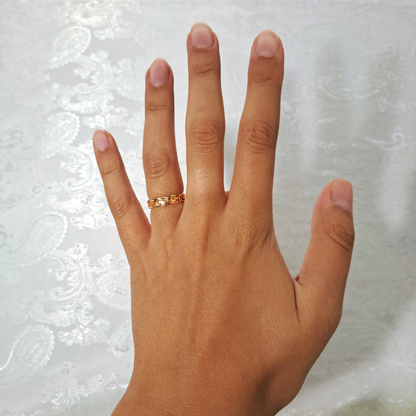 The Contemporary Single Cut Diamond Intricate Lattice Wedding Ring - Antique Jewellers