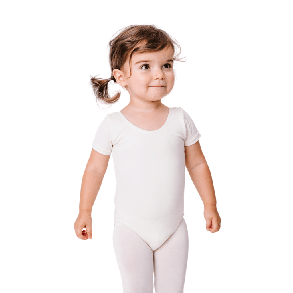 Lined Ivory Classic Short Sleeve Dance Leotard for Girls