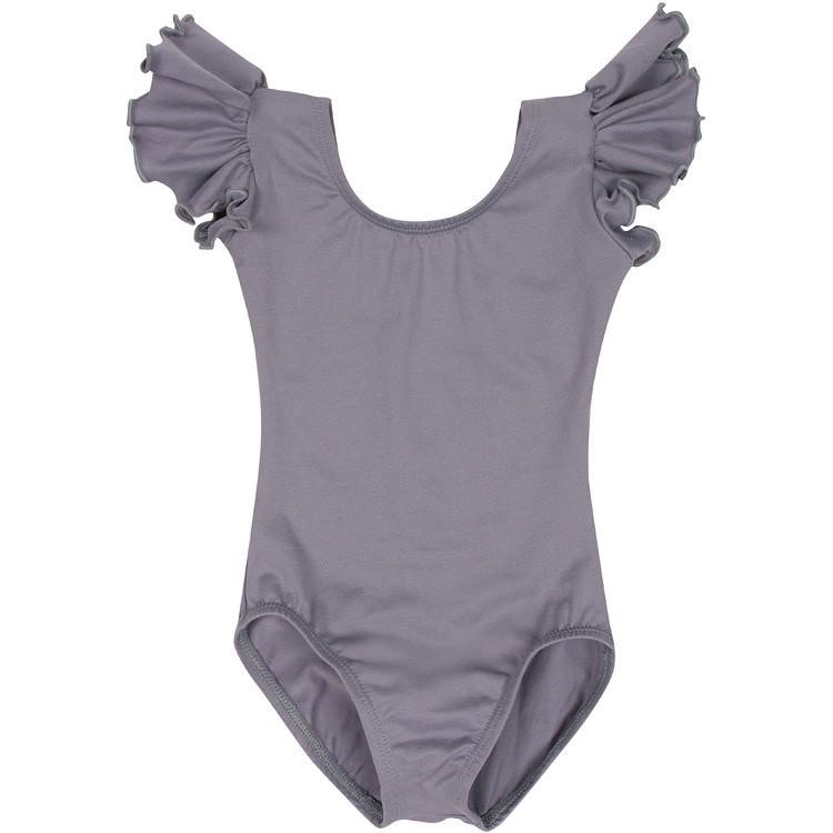 GRAY / GREY Toddler & Girls Flutter / Ruffle Short Sleeve Leotard – The ...