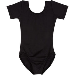 BLACK Short Sleeve Leotard for Toddler & Girls - Gymnastics / Ballet ...