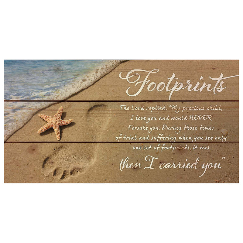 P. Graham Dunn Footprints in The Sand Beach Scene 11 x 20 Wood Pallet Wall Art Sign Plaque