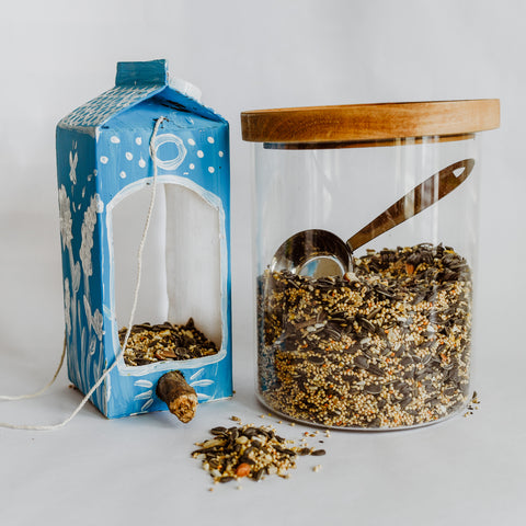 Milk carton bird feeder eco friendly craft for Earth Day from Oompa Toys