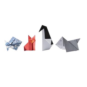 Four animals folded out of origami paper