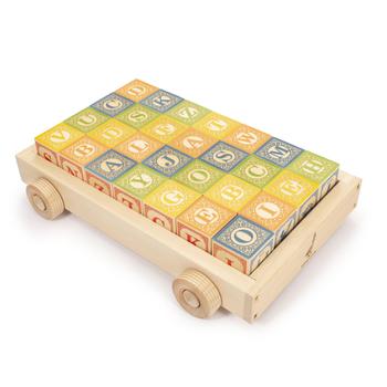 Uncle goose classic wooden blocks in a wagon