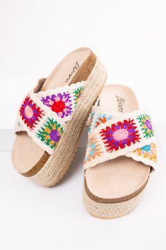 Crochet Espadrille Platform Slides