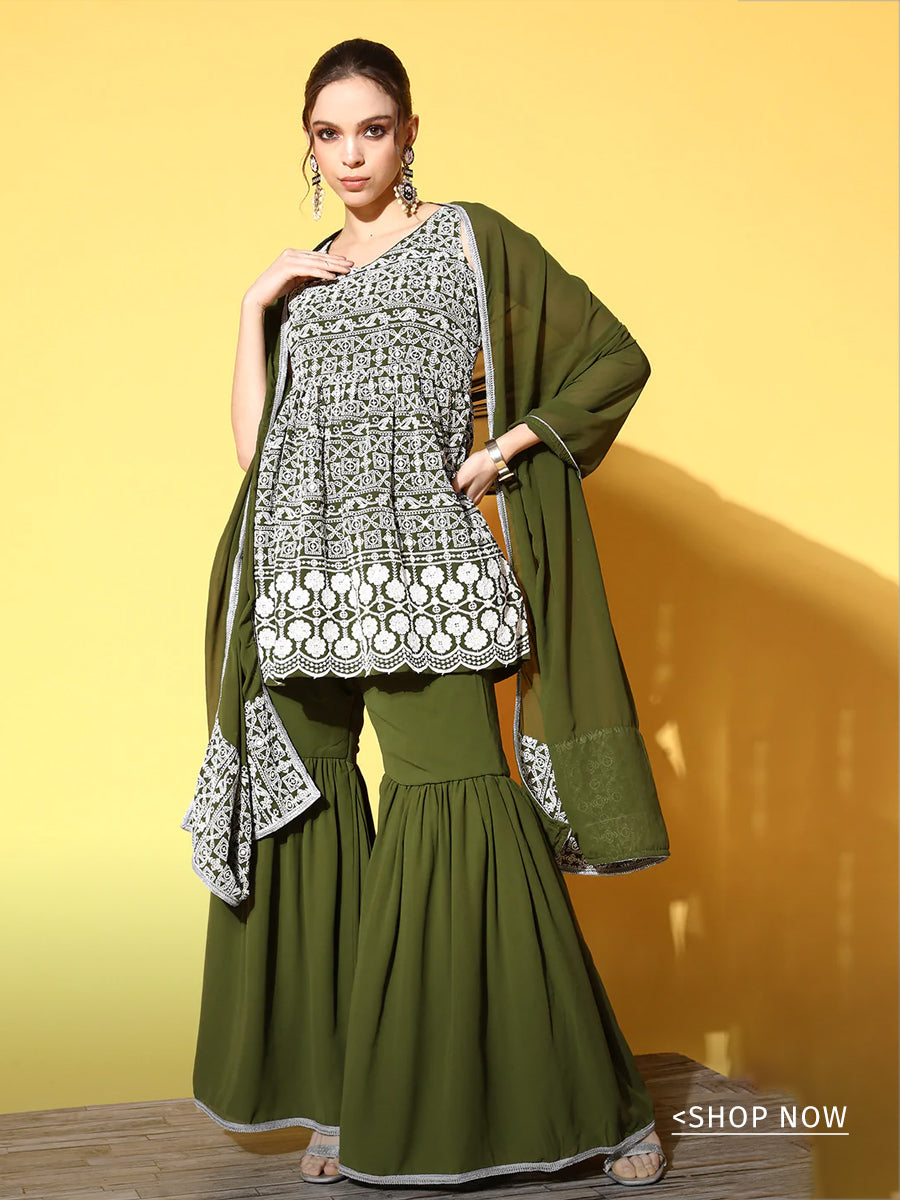 Beautiful Handblock Gota Patti Sharara Suit Set Ethnic Kurti Skirt Set for  Women, Exclusive Indian Festive Wear, XS to 5XL Available - Etsy