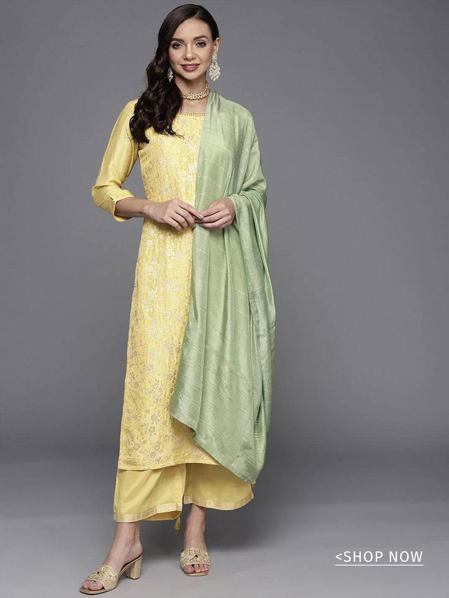 Buy Embroidered Cream Chanderi Silk Pant Style Suit Online - Salwar Kameez