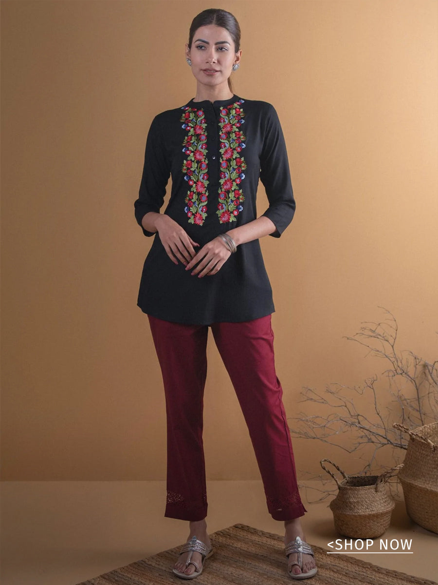 Maroon Solid Silk Kurta