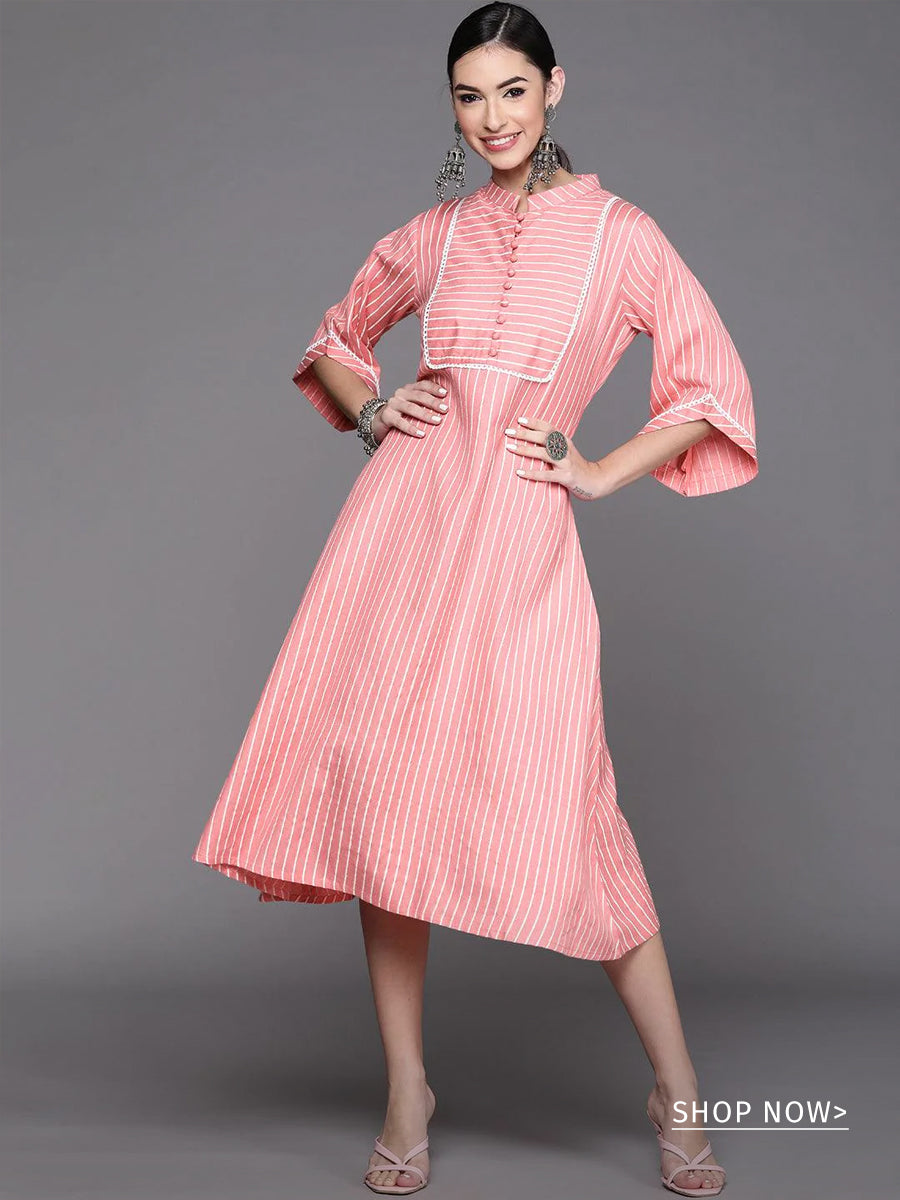 Pink Striped Cotton Dress