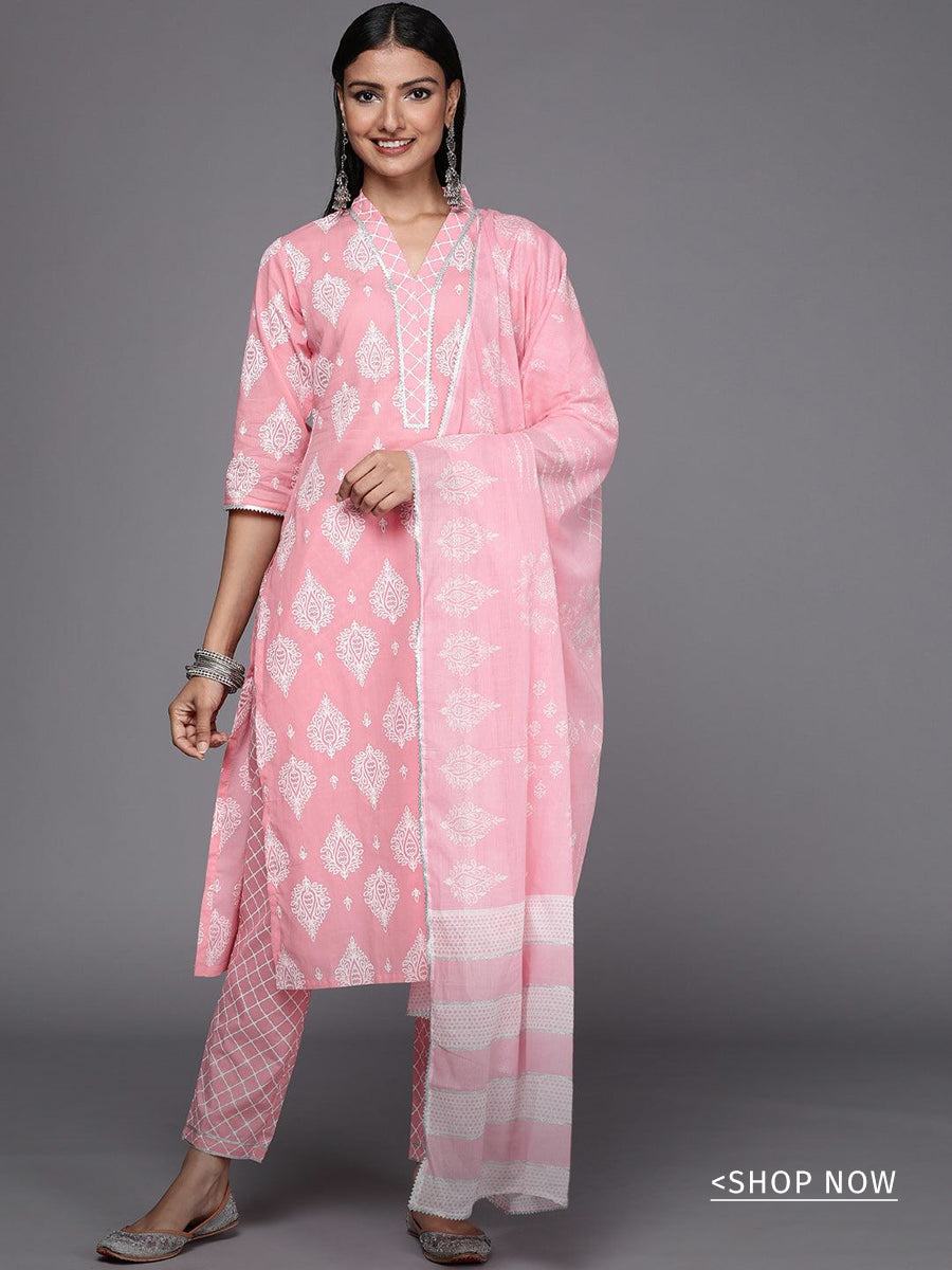 Off White Printed Cotton Kurta