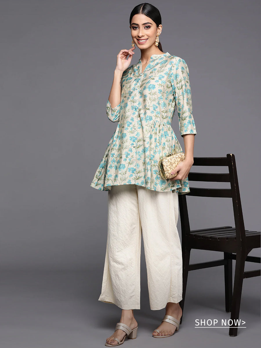 Straight 3/4th Sleeve Poly Pashmina Designer Kurti With Palazzo, Wash Care:  Hand and Machine Wash at Rs 850 in Jaipur
