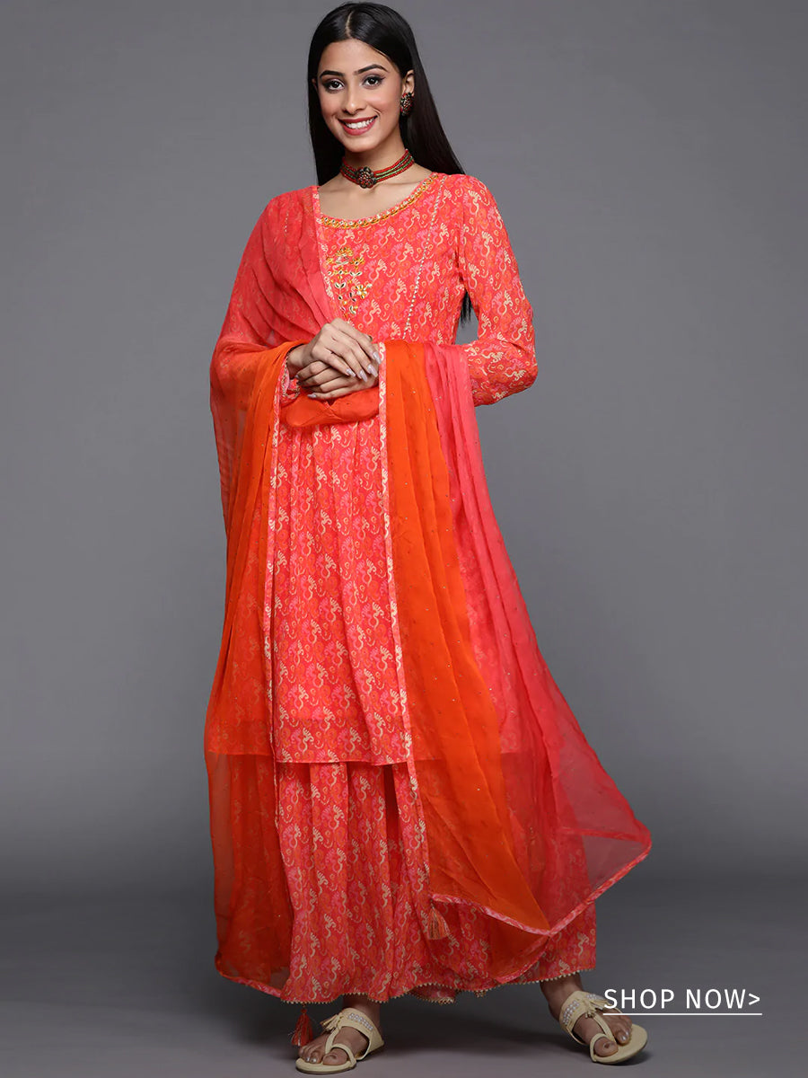 Label Shaurya Sanadhya Salwar Suits and Sets  Buy Label Shaurya Sanadhya  Red Anarkali Suit And Palazzo With Net Dupatta Set Of 3 Online  Nykaa  Fashion