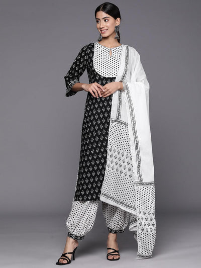 Buy Black Self Design Art Silk Straight Kurta With Trousers & Dupatta  Online at Rs.1189