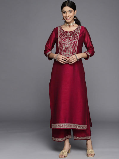 Buy Beige Woven Design Silk Straight Kurta With Trouser & Dupatta Online at  Rs.1754 | Libas