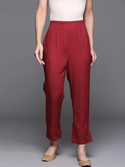 MSGM  Burgundy Womens Casual Trouser  YOOX