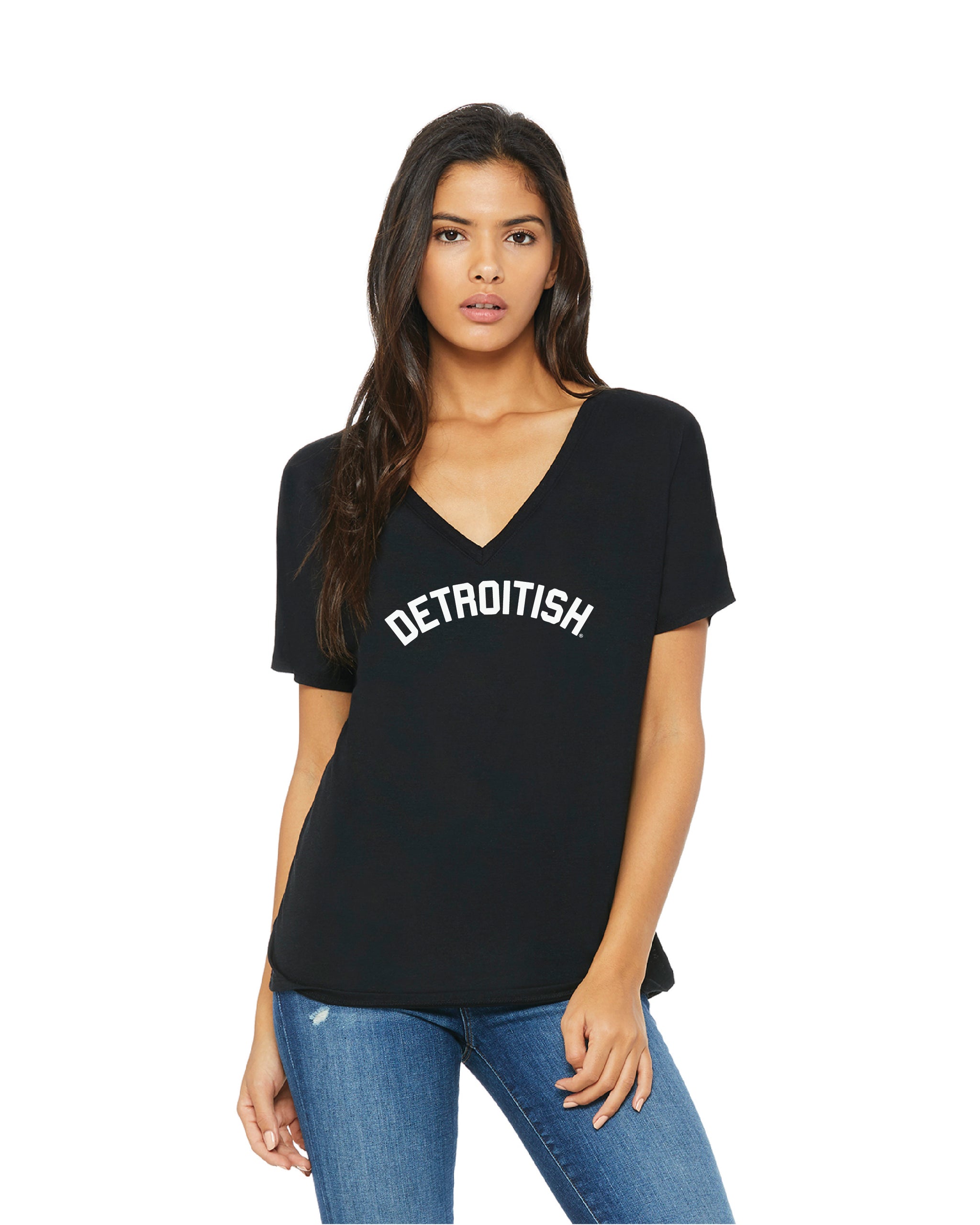 NEW Detroitish Women's slouchy v-neck t-shirt - The Great Lakes State