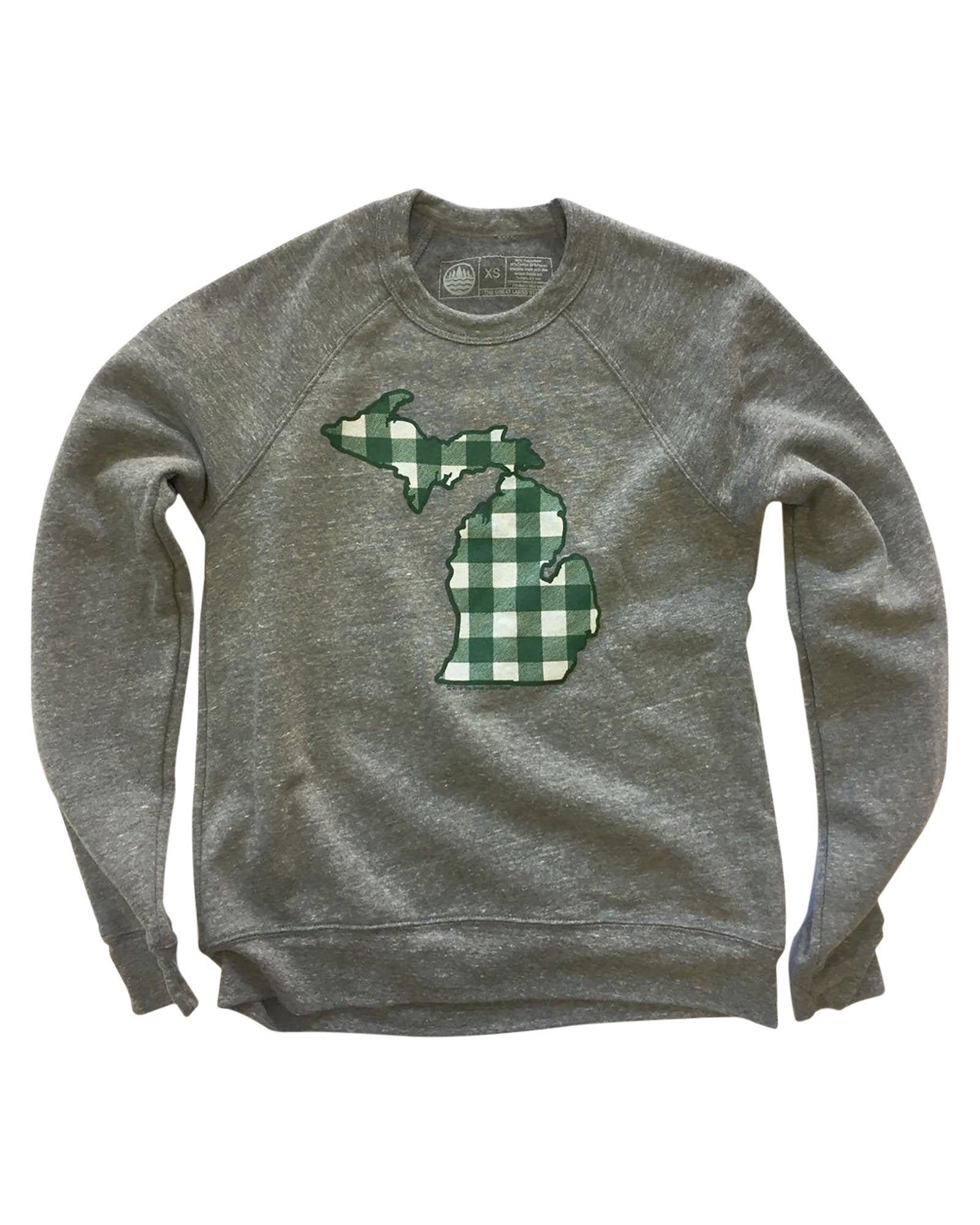 plaid crew neck sweatshirt