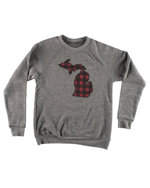 plaid crew neck sweatshirt