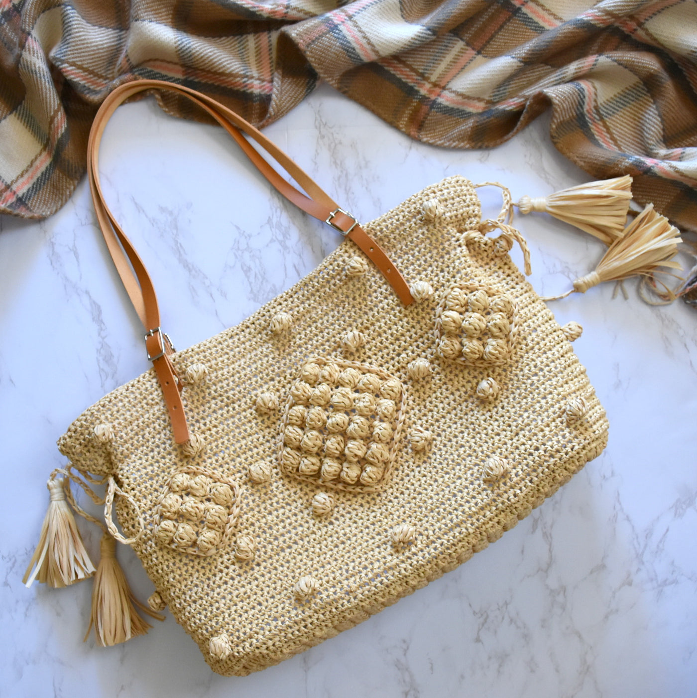 Gerard Darel Inspired Woodstock 24 Hr Raffia Straw Crochet Tote Bag#N ...