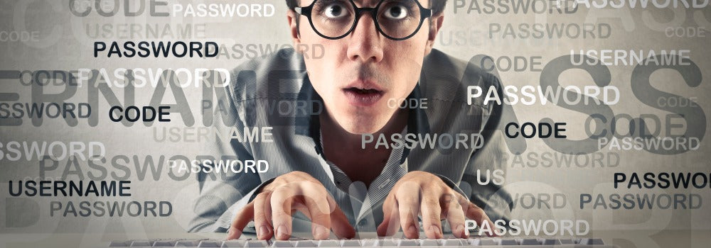 Man typing passwords